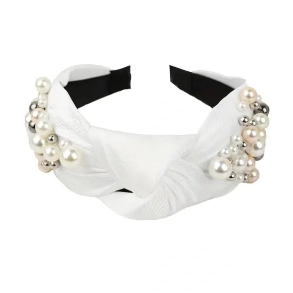 1 PCS No Slip Knotted Cross Pearl Headband - Picture 4 of 12